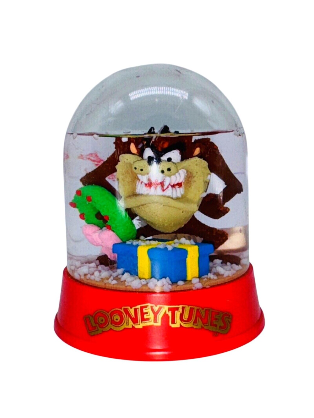 Looney Tunes Tasmanian Devil Christmas Snow Globe Water 3" Plastic Vintage 1998